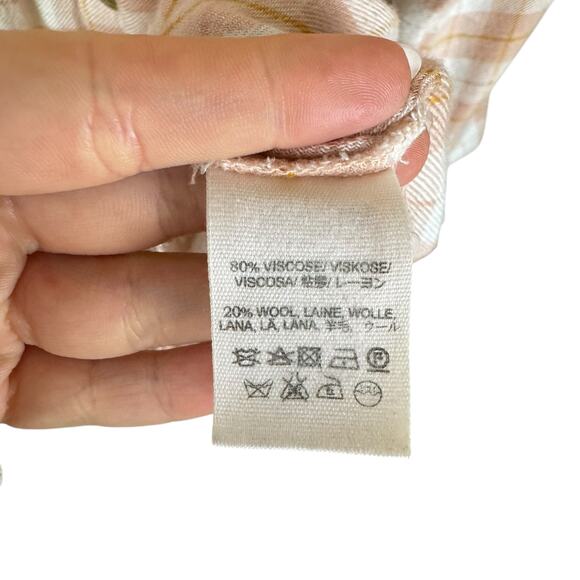 Free People All About the Feels Rose Pink Plaid Button Down Wool Blend Tunic Top - Picture 13 of 13